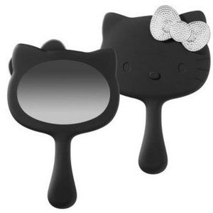 Hello Kitty RARE Noir Matte Black Hand Held Mirror